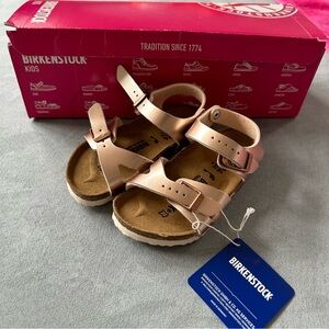 Birkinstock Rio Kids Sz 24 6 6.5 rose gold copper sandals new